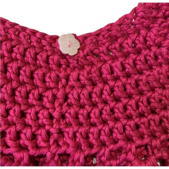 Hand Crocheted Open Knit Flutter Sleeve Top 3-6 Months - Picture 2 of 6